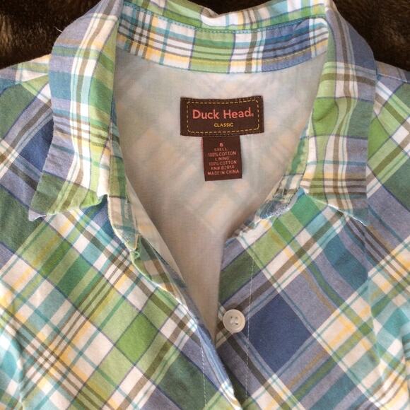 Duck Head 6 SUMMER CLASSIC Green & Blue Plaid Sleeveless Dress - Picture 6 of 6